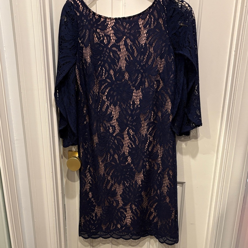 Lilly Pulitzer Navy and Beige Lace Dress